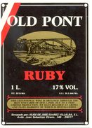 1247 - Espagne - Andalousie - Old Pont Ruby - 1 Litre - Hijos De Jose Suarez Villalba S.L. - Rode Wijn