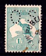 Australia 1915 Kangaroo 1 Shilling Green 2nd Watermark Perf OS Used  - See Notes - Mint Stamps