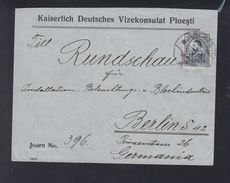 Romania Cover German Vice-Consulate Ploiesti - Storia Postale