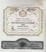 OENOPHILIE 5 ETIQUETTES VINS D'ALSACE - GewurztraminerClub Sommeliers2008, Cave Turckheim2007, E. Preiss, Kaefferkopf200 - Gewurztraminer