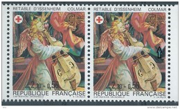 [09] Variété : N° 2392 Croix-rouge 1985 Tache Dans Le Drapé Tenant à Normal ** - Unused Stamps