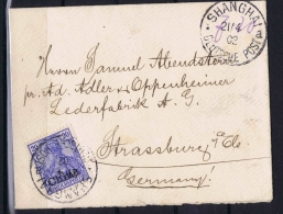 Deutsche Post China : Cover Mi Nr 18 Shanghai To Strassburg  1902 - China (offices)