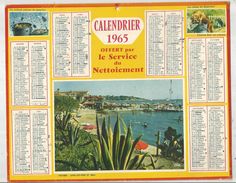 Calendrier , Grand Format , 1965 , Offert Par Le Service De Nettoiement , Antibes , Juan Les Pins , Frais Fr : 1.95 E - Big : 1961-70