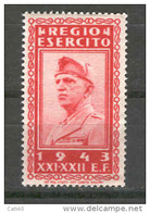 MARCA DA BOLLO/REVENUE  - ERINNOFILO - REGIO ESERCITO - 1943 XXI-XXII - ERA FASCISTA - Fiume & Kupa