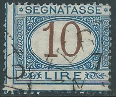 1870-74 REGNO USATO SEGNATASSE 10 LIRE - S14-3 - Portomarken