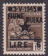 Italy-WW II Occupation-Yugoslavian Occupation Of Fiume,S17, 1945 6 Lire On 10c Brown, MNH - Occ. Yougoslave: Fiume