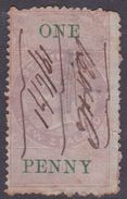 New Zealand 1907 Fiscal Stamps, One Penny Violet, Used - Usati