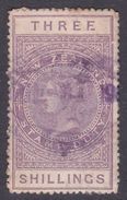 New Zealand AR32, 1907 Fiscal Stamps, 3 Shillings Violet, Used - Gebraucht