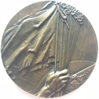 Médaille. Devant Le Roi Le 20 Juillet 1930 A Défilé L'Union Des Fraternelles De L'Armée De Campagne.  P. De Soete. 68 Mm - Belgio