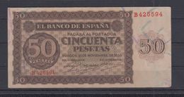 EDIFIL 420.   50 PTAS 21 DE NOVIEMBRE DE 1936 SERIE B. CONSERVACIÓN MBC+ - 50 Peseten