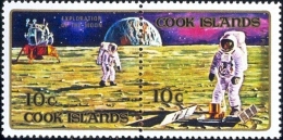 SPACE-EXPLORATION OF MOON-4 SETENANT PAIRS-SET OF 8-COOK ISLANDS-SCARCE-MNH-H1-519 - Oceanía