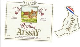 Etiquette De VIN D'ALSACE " RIESLING - AUSSAY Eguisheim 1995 " - Riesling