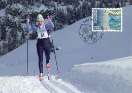 CP PJ Du LIECHTENSTEIN De 1997 Avec Timbre "JO D'Hiver Ngano - Ski De Fond" - Oblit. PJ VADUZ 1.12.1997 - Inverno1998: Nagano