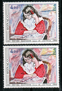 Monaco 1243 Variété Rose Extra Pale Visage Bras Etc... Et Normal Tableau De Matisse Neuf ** TB  MNH Sin Charnela - Varietà