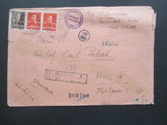 Rumänien 1943 Zensurbeleg/R-Brief Sibu-Wien. Viele Vermerke / Mehrfachzensur Der Wehrmacht! Institutul Da Studil Clasico - World War 2 Letters