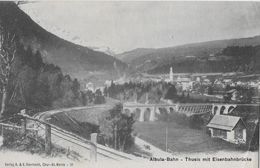 ALBULA - BAHN → Thusis Mit Eisenbahnbrücke, Lichtdruck Ca.1900 - Thusis