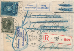 582/25 - Lettre Recommandée TP Képi + Léo III LIEGE 1936 Vers BRUXELLES - RARE Verso 2 Dateurs à Etoile - 1931-1934 Képi