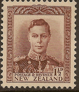 NZ 1938 1 1/2d Chocolate KGVI SG 607 HM #ADI252 - Ongebruikt