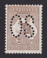 Australia 1913 Kangaroo 2/- Brown 1st Watermark Perf Large OS MH - Neufs