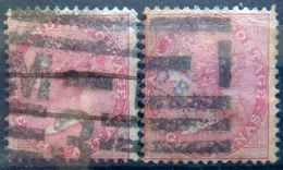 BRITISH INDIA 1868 8as Queen Victoria DIE-II ROSE 2 Stamps USED - 1858-79 Kolonie Van De Kroon