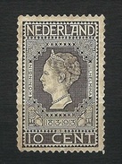 NEDERLAND 1913 - Centenario Dell'Indipendenza / Konigin Wilhelmina - 10 C. -  MH - Michel:NL 84A - Unused Stamps