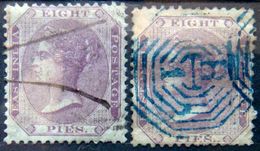 BRITISH INDIA 1865 8p Queen Victoria BOTH SHADES Used WATERMARK : ELEPHANT'S HEAD - 1858-79 Kolonie Van De Kroon