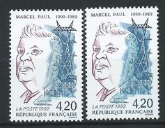 [15] Variétés : N° 2777 Marcel Paul Bleu-vert Au Lieu De Bleu + Normal ** - Unused Stamps