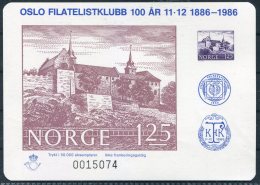 1986 Norway Stamp Exhibition Souvenir Sheet Oslo Centenary - Proofs & Reprints