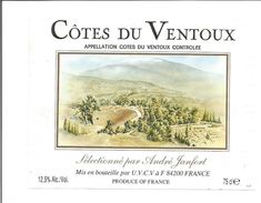 Etiquette De VIN Des COTES DU VENTOUX - André Janfort - Côtes Du Ventoux