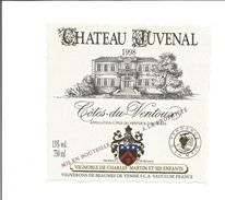 Etiquette De VIN Des COTES DU VENTOUX - Chateau Juvenal 1998 - Côtes Du Ventoux