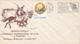 6039FM- ROMANIAN STATE INDEPENDENCE CENTENARY, INDEPENDENCE WAR, SPECIAL COVER, 1977, ROMANIA - Cartas & Documentos