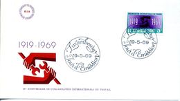 LUXEMBOURG FDC 1969 ORGANISATION INTERNATIONAL DU TRAVAIL - Lettres & Documents