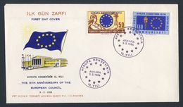 Turkey Turquie Turkei 1964 FDC + Mi 1901 /2 YT 1688 /9 Sc 1612 /3 - 15th Ann.Council Of Europe / 15 Jahre Europarat - Lettres & Documents