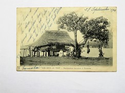 C.P.A. Tahiti : ILES SOUS LE VENT : Habitation Lacustre à RAIATEA, Animé, Timbres 1904, TRES RARE - Polynésie Française