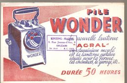 Buvard WONDER Pile WONDER ACRAL Durée 50 Heures Buvard Offert Par KINZING RADIO à Orléans - Accumulators