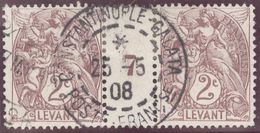 Franz. Kolonien Levante 1908-05-25 Constantinopel Mi#9+ZS+9 Bogennummer 7 Gestempelt Zwischensteg - Gebraucht