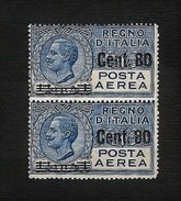 ITALIA 1927 - Coppia Posta Area, Tipo Leoni Soprastampato, 80 C. Su 1 L. Azzurro - MNH - Sassone A9 - Marcophilia (AirAirplanes)