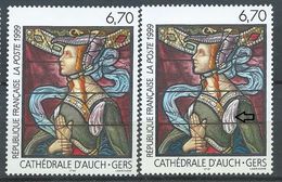 [15] Variété : N° 3254 Cathédrale D'Auch Drapé Sans Le Rose + Normal ** - Unused Stamps