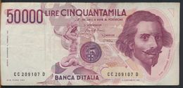°°° ITALIA - 50000 LIRE BERNINI I° TIPO 01/12/1986 SERIE CC °°° - 50000 Liras