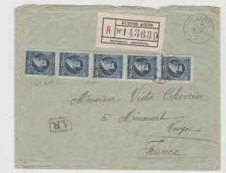 Arg001 / ARGENTINIEN -  Einschreiben AR Per Franz. Schiffspost 1897 (5-er Streifen) - Lettres & Documents