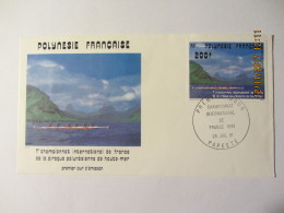 Enveloppe 1er Jour POLYNESIE " 1er Championnat De France De Pirogue Tahitienne" - Covers & Documents