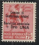 EMISSIONI LOCALI CASTIGLIONE D'INTELVI 1945 MONUMENTI E TAMBURINI LIRE 1 SU CENT. 0.75c MNH - Ortsausgaben/Autonome A.