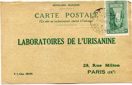 TURQUIE CARTE POSTALE BON POUR UN FLACON ECHANTILLON D'URISANINE DEPART BROUSSE 16-3-27  POUR LA FRANCE - Lettres & Documents