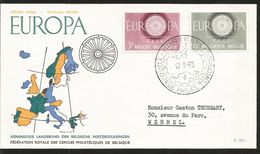 J) 1960 BELGIUM, EUROPA CEPT, "O" IN EUROPA, MAP, MULTIPLE STAMPS, CIRCULATED COVER, FROM BELGIUM TO WEMMEL - 1951-1960