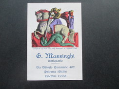 Alte Visitenkarte / Werbung G. Mazzinghi Antiquario. Sizilien. Klappkarte / Foto. Entree Via Vittorio Emanuele 492 - Visiting Cards