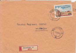 67385- PLANE, STAMP ON REGISTERED COVER FRAGMENT, 1957, ROMANIA - Lettres & Documents