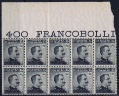 Tripoli Di Barberia  Sa 5  Block Of 10 Postfrisch/neuf Sans Charniere /MNH/**  Sheet Margin - Tripolitaine