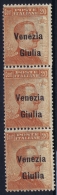 Italy: Venezia  Giulia Sa 23 Postfrisch/neuf Sans Charniere /MNH/** 3 Strip  Signed/ Signé/signiert/ Approvato - Venezia Giulia