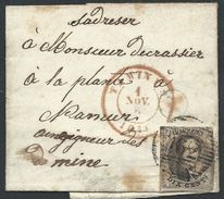 L Affr 10c Brun  P162 TAMINES/1856 + Boîte Rurale B Pour Namur - 1851-1857 Medallions (6/8)