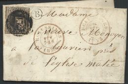 L  Affr 10c Brun  P158 ECAUSSINES/1855  + Boîte Rurale B De Marche Lez Ecaussines  Pour La Louvière - 1851-1857 Medallions (6/8)